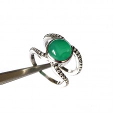 Majestic Green Onyx Boho silver ring